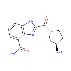 NC(=O)c1cccc2[nH]c(C(=O)N3CC[C@@H](N)C3)nc12 ZINC000584905462