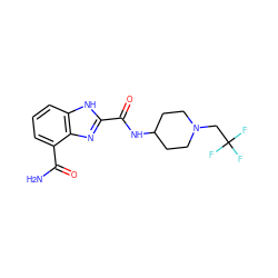 NC(=O)c1cccc2[nH]c(C(=O)NC3CCN(CC(F)(F)F)CC3)nc12 ZINC001772640860