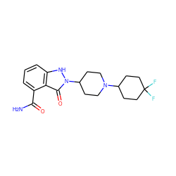 NC(=O)c1cccc2[nH]n(C3CCN(C4CCC(F)(F)CC4)CC3)c(=O)c12 ZINC000146876092