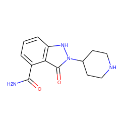 NC(=O)c1cccc2[nH]n(C3CCNCC3)c(=O)c12 ZINC000146698802