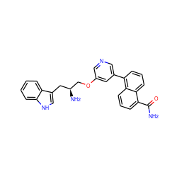 NC(=O)c1cccc2c(-c3cncc(OC[C@@H](N)Cc4c[nH]c5ccccc45)c3)cccc12 ZINC000014957549