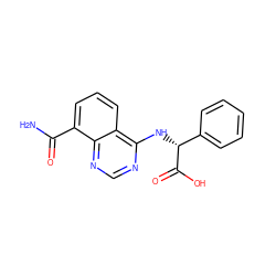 NC(=O)c1cccc2c(N[C@@H](C(=O)O)c3ccccc3)ncnc12 ZINC000114346581