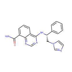 NC(=O)c1cccc2c(N[C@@H](Cn3ccnc3)c3ccccc3)ncnc12 ZINC000114345718