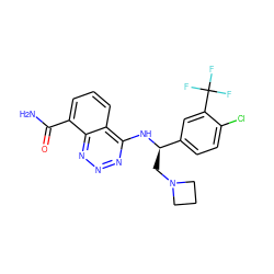 NC(=O)c1cccc2c(N[C@H](CN3CCC3)c3ccc(Cl)c(C(F)(F)F)c3)nnnc12 ZINC000143384262