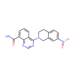 NC(=O)c1cccc2c(N3CCc4ccc([N+](=O)[O-])cc4C3)ncnc12 ZINC000114346084