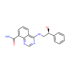 NC(=O)c1cccc2c(NC[C@@H](O)c3ccccc3)ncnc12 ZINC000114346472