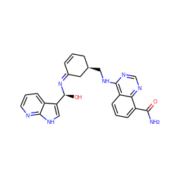 NC(=O)c1cccc2c(NC[C@@H]3CC=C/C(=N/[C@@H](O)c4c[nH]c5ncccc45)C3)ncnc12 ZINC000261139841