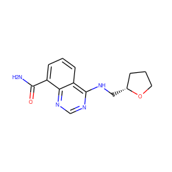 NC(=O)c1cccc2c(NC[C@@H]3CCCO3)ncnc12 ZINC000114345524