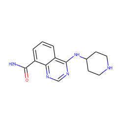 NC(=O)c1cccc2c(NC3CCNCC3)ncnc12 ZINC000114349443