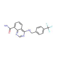 NC(=O)c1cccc2c(NCc3ccc(C(F)(F)F)cc3)ncnc12 ZINC000114349445