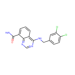 NC(=O)c1cccc2c(NCc3ccc(Cl)c(Cl)c3)ncnc12 ZINC000114344946