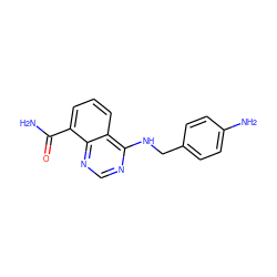 NC(=O)c1cccc2c(NCc3ccc(N)cc3)ncnc12 ZINC000114347986