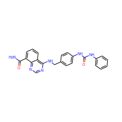 NC(=O)c1cccc2c(NCc3ccc(NC(=O)Nc4ccccc4)cc3)ncnc12 ZINC000114348893