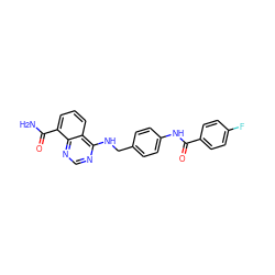 NC(=O)c1cccc2c(NCc3ccc(NC(=O)c4ccc(F)cc4)cc3)ncnc12 ZINC000114344305