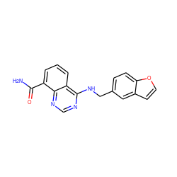 NC(=O)c1cccc2c(NCc3ccc4occc4c3)ncnc12 ZINC000114347300