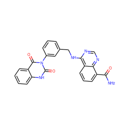 NC(=O)c1cccc2c(NCc3cccc(-n4c(=O)[nH]c5ccccc5c4=O)c3)ncnc12 ZINC000114348875