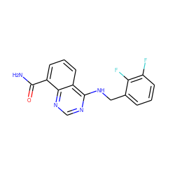 NC(=O)c1cccc2c(NCc3cccc(F)c3F)ncnc12 ZINC000114345697