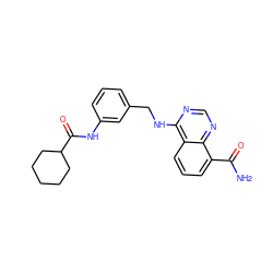 NC(=O)c1cccc2c(NCc3cccc(NC(=O)C4CCCCC4)c3)ncnc12 ZINC000114345413