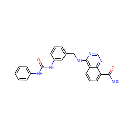 NC(=O)c1cccc2c(NCc3cccc(NC(=O)Nc4ccccc4)c3)ncnc12 ZINC000114349292