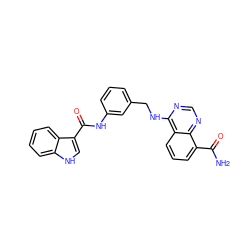 NC(=O)c1cccc2c(NCc3cccc(NC(=O)c4c[nH]c5ccccc45)c3)ncnc12 ZINC000114346767