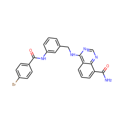 NC(=O)c1cccc2c(NCc3cccc(NC(=O)c4ccc(Br)cc4)c3)ncnc12 ZINC000114349424