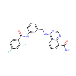 NC(=O)c1cccc2c(NCc3cccc(NC(=O)c4ccc(F)cc4F)c3)ncnc12 ZINC000114345968