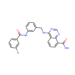 NC(=O)c1cccc2c(NCc3cccc(NC(=O)c4cccc(Br)c4)c3)ncnc12 ZINC000114347537