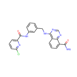 NC(=O)c1cccc2c(NCc3cccc(NC(=O)c4cccc(Cl)n4)c3)ncnc12 ZINC000114346497