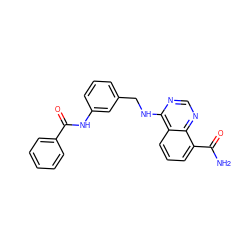 NC(=O)c1cccc2c(NCc3cccc(NC(=O)c4ccccc4)c3)ncnc12 ZINC000114346468