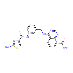 NC(=O)c1cccc2c(NCc3cccc(NC(=O)c4csc(N)n4)c3)ncnc12 ZINC000114345090