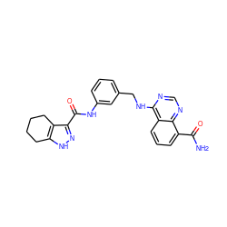 NC(=O)c1cccc2c(NCc3cccc(NC(=O)c4n[nH]c5c4CCCC5)c3)ncnc12 ZINC000114346624