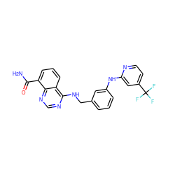 NC(=O)c1cccc2c(NCc3cccc(Nc4cc(C(F)(F)F)ccn4)c3)ncnc12 ZINC000114342897