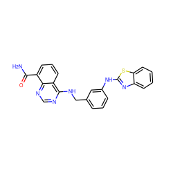 NC(=O)c1cccc2c(NCc3cccc(Nc4nc5ccccc5s4)c3)ncnc12 ZINC000114347134