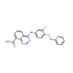 NC(=O)c1cccc2c(Nc3ccc(OCc4ccccn4)c(Cl)c3)ncnc12 ZINC000114346953