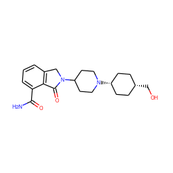 NC(=O)c1cccc2c1C(=O)N(C1CCN([C@H]3CC[C@@H](CO)CC3)CC1)C2 ZINC000117397066