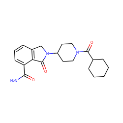 NC(=O)c1cccc2c1C(=O)N(C1CCN(C(=O)C3CCCCC3)CC1)C2 ZINC000473098073