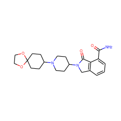 NC(=O)c1cccc2c1C(=O)N(C1CCN(C3CCC4(CC3)OCCO4)CC1)C2 ZINC000117360471