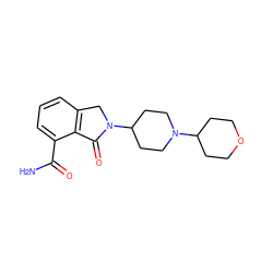 NC(=O)c1cccc2c1C(=O)N(C1CCN(C3CCOCC3)CC1)C2 ZINC000143569310