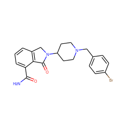 NC(=O)c1cccc2c1C(=O)N(C1CCN(Cc3ccc(Br)cc3)CC1)C2 ZINC000117360777