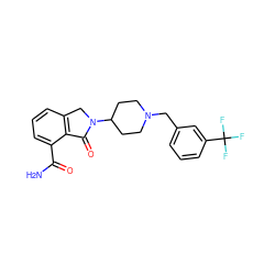 NC(=O)c1cccc2c1C(=O)N(C1CCN(Cc3cccc(C(F)(F)F)c3)CC1)C2 ZINC000117367161