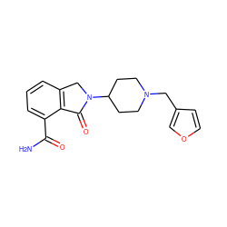 NC(=O)c1cccc2c1C(=O)N(C1CCN(Cc3ccoc3)CC1)C2 ZINC000143555158