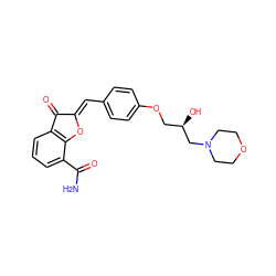 NC(=O)c1cccc2c1O/C(=C\c1ccc(OC[C@@H](O)CN3CCOCC3)cc1)C2=O ZINC000169348817