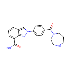 NC(=O)c1cccc2cn(-c3ccc(C(=O)N4CCCNCC4)cc3)nc12 ZINC000045354381