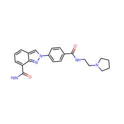 NC(=O)c1cccc2cn(-c3ccc(C(=O)NCCN4CCCC4)cc3)nc12 ZINC000045347720