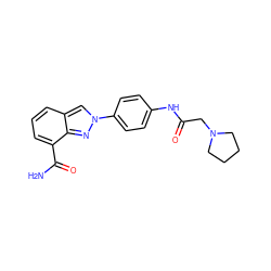 NC(=O)c1cccc2cn(-c3ccc(NC(=O)CN4CCCC4)cc3)nc12 ZINC000045392103