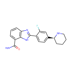 NC(=O)c1cccc2nc(-c3ccc([C@@H]4CCCCN4)cc3F)[nH]c12 ZINC000049066661