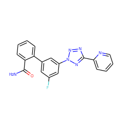 NC(=O)c1ccccc1-c1cc(F)cc(-n2nnc(-c3ccccn3)n2)c1 ZINC000028456676