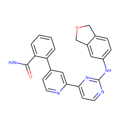 NC(=O)c1ccccc1-c1ccnc(-c2ccnc(Nc3ccc4c(c3)COC4)n2)c1 ZINC000169703387