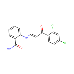 NC(=O)c1ccccc1N/C=C/C(=O)c1ccc(Cl)cc1Cl ZINC000013468733