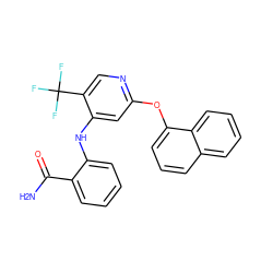 NC(=O)c1ccccc1Nc1cc(Oc2cccc3ccccc23)ncc1C(F)(F)F ZINC000073163953